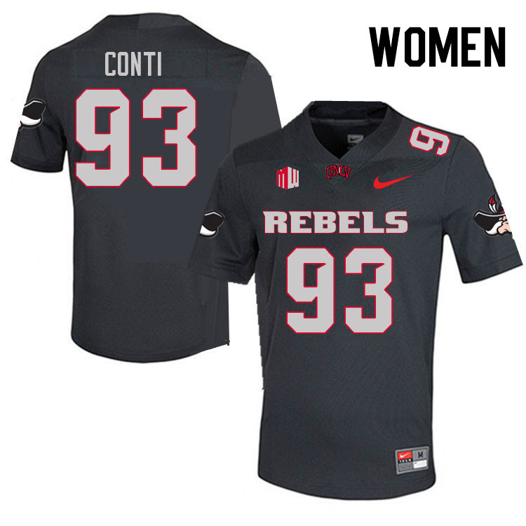 Women #93 Lucas Conti UNLV Rebels College Football Jerseys Stitched Sale-Charcoal - Click Image to Close